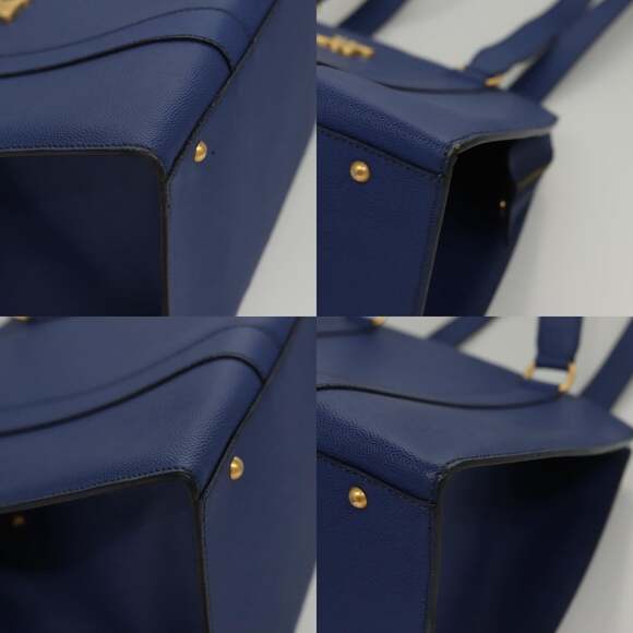 CELINE Shoulder Bag Leather Blue Gold - Picture 10 of 13